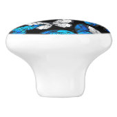青い蝶モルフォとダークシームレスパターン セラミックノブ (側面)