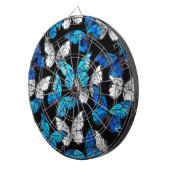 青い蝶モルフォとダークシームレスパターン ダーツボード (正面右)