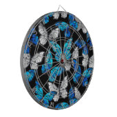 青い蝶モルフォとダークシームレスパターン ダーツボード (正面左)