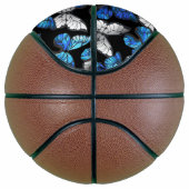 青い蝶モルフォとダークシームレスパターン バスケットボール (右)