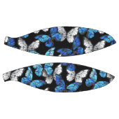 青い蝶モルフォとダークシームレスパターン バスケットボール (パネル)