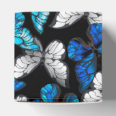 青い蝶モルフォとダークシームレスパターン フェイバーボックス (上部)