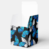 青い蝶モルフォとダークシームレスパターン フェイバーボックス (オープン)