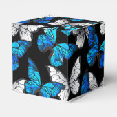 青い蝶モルフォとダークシームレスパターン フェイバーボックス (裏面サイド)