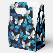 青い蝶モルフォとダークシームレスパターン フェイバーボックス (オープン)