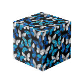 青い蝶モルフォとダークシームレスパターン フォトキューブ (裏面アングル)