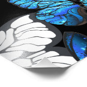 青い蝶モルフォとダークシームレスパターン フォトプリント            (角)