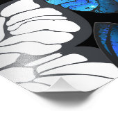 青い蝶モルフォとダークシームレスパターン フォトプリント            (角)