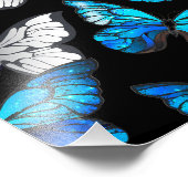 青い蝶モルフォとダークシームレスパターン フォトプリント            (角)