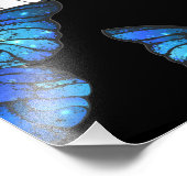 青い蝶モルフォとダークシームレスパターン フォトプリント            (角)