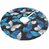 青い蝶モルフォとダークシームレスパターン ブラッシュドポリエステルツリースカート (アングル)