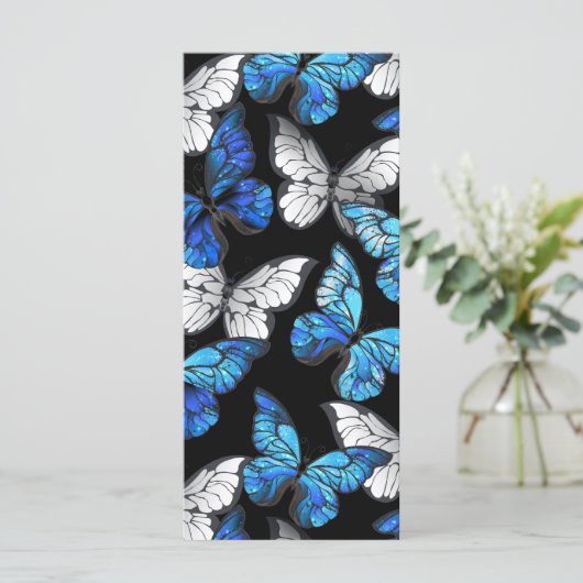 青い蝶モルフォとダークシームレスパターン メニュー (スタンド正面)