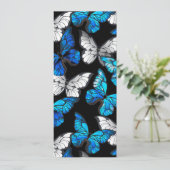 青い蝶モルフォとダークシームレスパターン メニュー (スタンド正面)