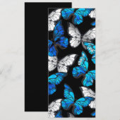 青い蝶モルフォとダークシームレスパターン メニュー (正面/裏面)