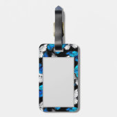 青い蝶モルフォとダークシームレスパターン ラゲッジタグ (裏面縦)