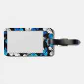 青い蝶モルフォとダークシームレスパターン ラゲッジタグ (裏面横)