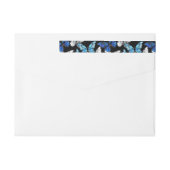 青い蝶モルフォとダークシームレスパターン ラップアラウンドラベル (裏面)