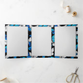 青い蝶モルフォとダークシームレスパターン 三つ折り招待状 (内部)