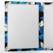 青い蝶モルフォとダークシームレスパターン 三つ折り招待状 (内部最初)