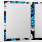 青い蝶モルフォとダークシームレスパターン 三つ折り案内状 (内部最初)