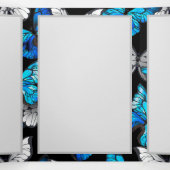 青い蝶モルフォとダークシームレスパターン 三つ折り案内状 (内部中)