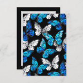 青い蝶モルフォとダークシームレスパターン 出欠カード (正面/裏面)