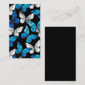 青い蝶モルフォとダークシームレスパターン 名刺 (正面/裏面)