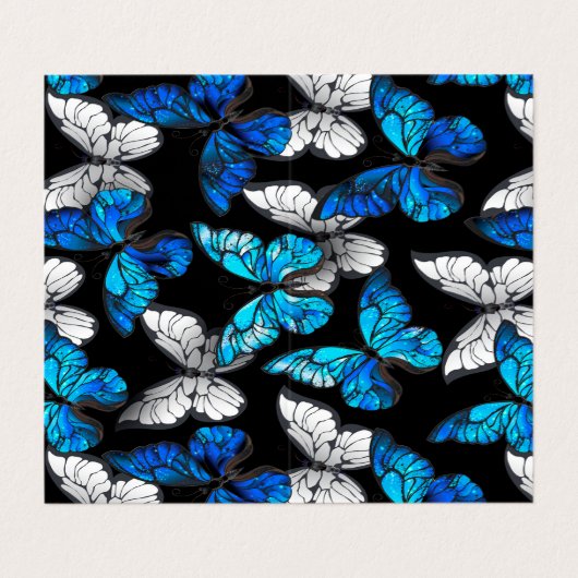 青い蝶モルフォとダークシームレスパターン 名刺 (外部フラット)