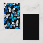 青い蝶モルフォとダークシームレスパターン 名刺 (正面/裏面)