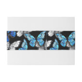 青い蝶モルフォとダークシームレスパターン 招待状ベリーバンド (裏面例)