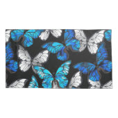 青い蝶モルフォとダークシームレスパターン 枕カバー (裏面)