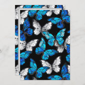 青い蝶モルフォとダークシームレスパターン 案内状 (正面/裏面)