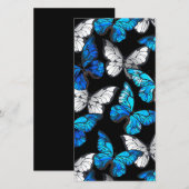 青い蝶モルフォとダークシームレスパターン 案内状 (正面/裏面)
