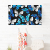 青い蝶モルフォとダークシームレスパターン 横断幕 (インサイチュ)