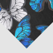 青い蝶モルフォとダークシームレスパターン 薄葉紙 (詳細)