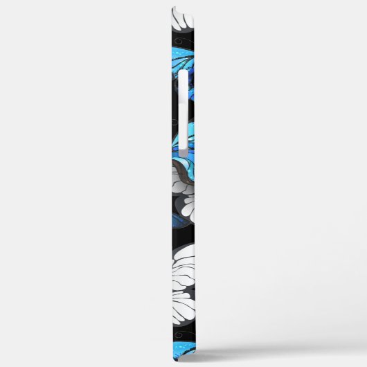 青い蝶モルフォとダークシームレスパターン Case-Mate iPhoneケース (裏面 / 左)