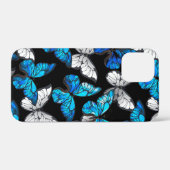 青い蝶モルフォとダークシームレスパターン Case-Mate iPhoneケース (裏面 (横))
