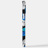 青い蝶モルフォとダークシームレスパターン iPhoneケース (右側面)