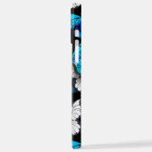 青い蝶モルフォとダークシームレスパターン iPhoneケース (左側面)