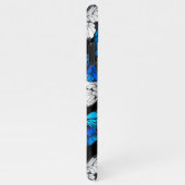 青い蝶モルフォとダークシームレスパターン iPhoneケース (右側)