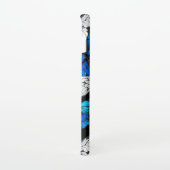 青い蝶モルフォとダークシームレスパターン SAMSUNG GALAXYケース (右側)