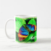 青い蝶信じの言葉感動的 コーヒーマグカップ (左)