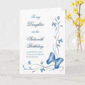 青い蝶及び渦巻の菓子16の誕生日 カード (黄色い花)