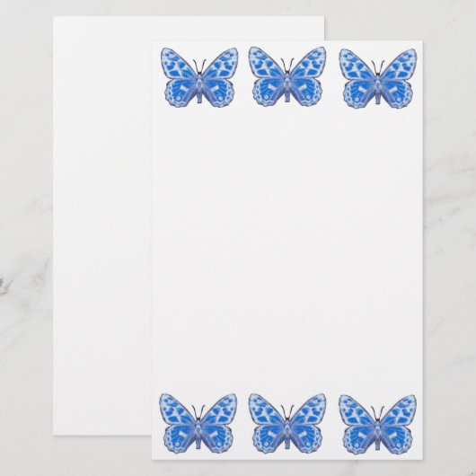 青い蝶文房具 便箋 (正面/裏面)