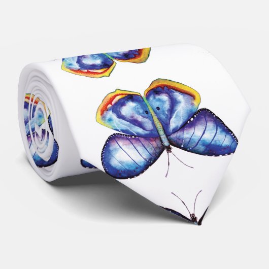 青い蝶水彩画の芸術のスタイリッシュなタイ ネクタイ (ロール)