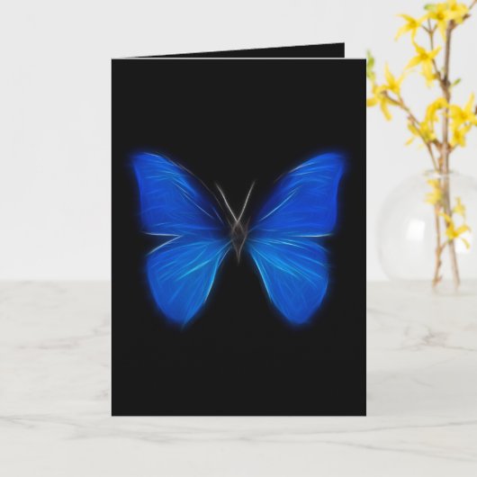 青い蝶飛んでいるな昆虫 カード (黄色い花)