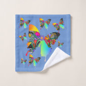 青い蝶3ピース バスタオルセット (ウォッシュタオル)