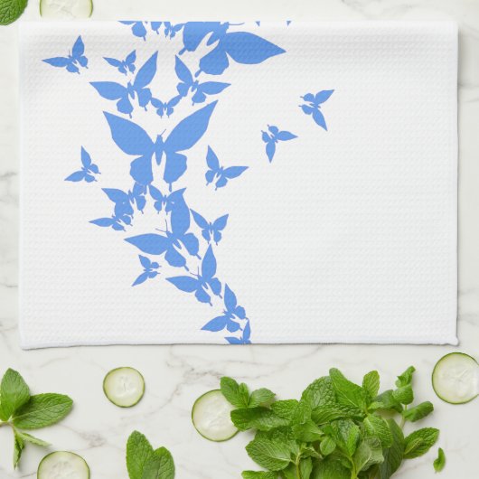 青い蝶 キッチンタオル (折り畳み)