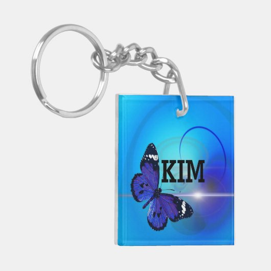 青い蝶 キーホルダー (正面左)