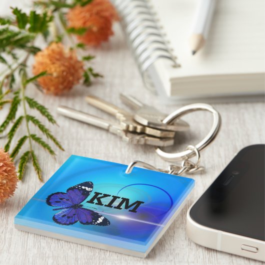 青い蝶 キーホルダー (正面右)